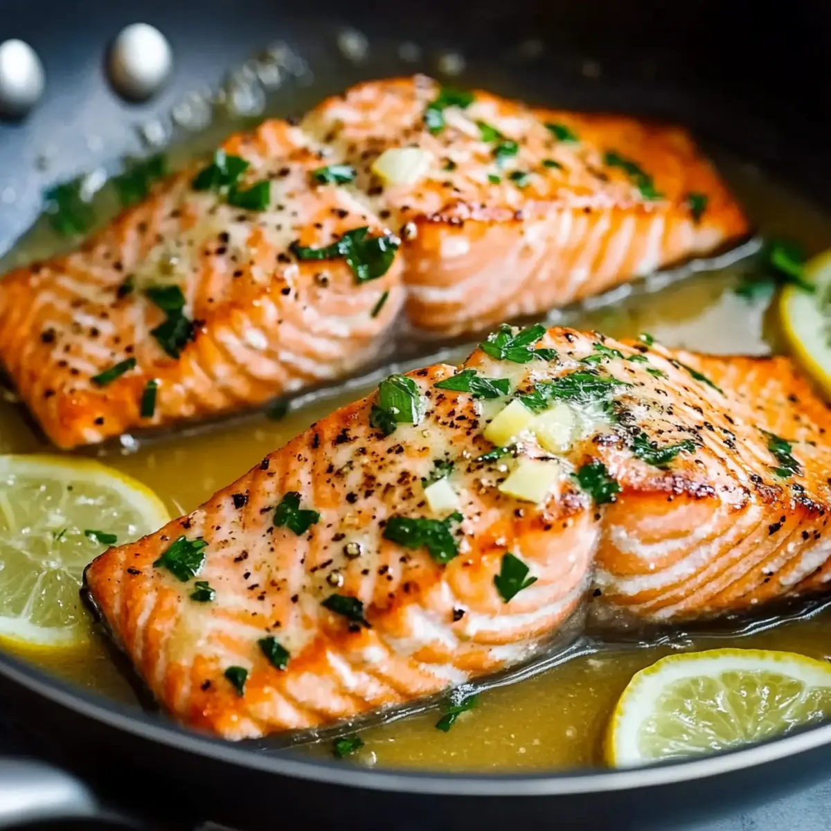 Easy Pan Seared Salmon with Garlic Butter and Lemon Drizzle