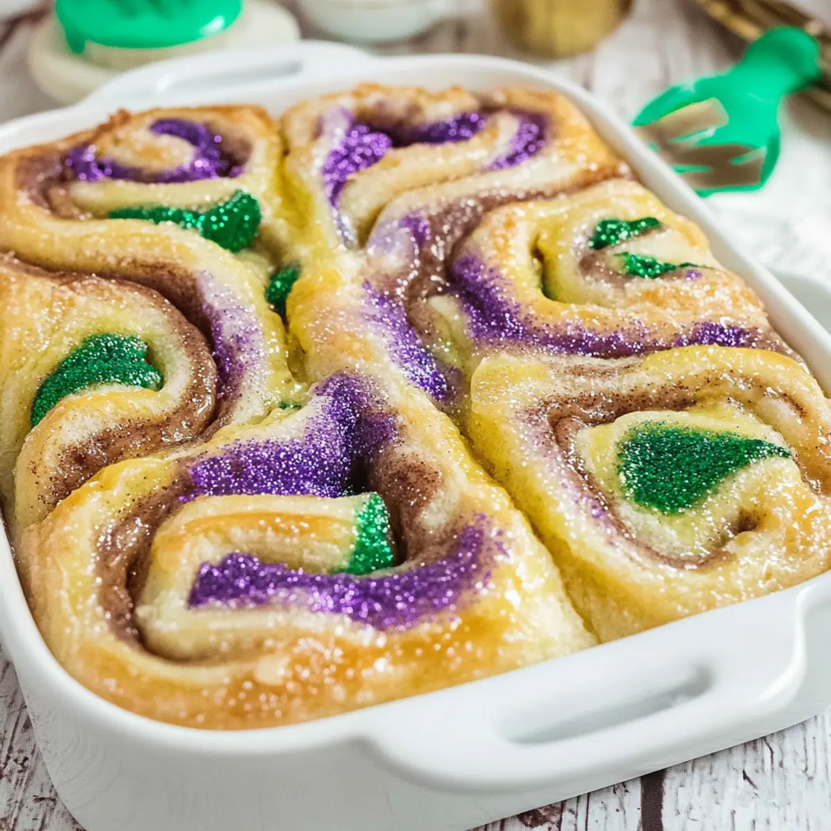 King Cake Cinnamon Rolls