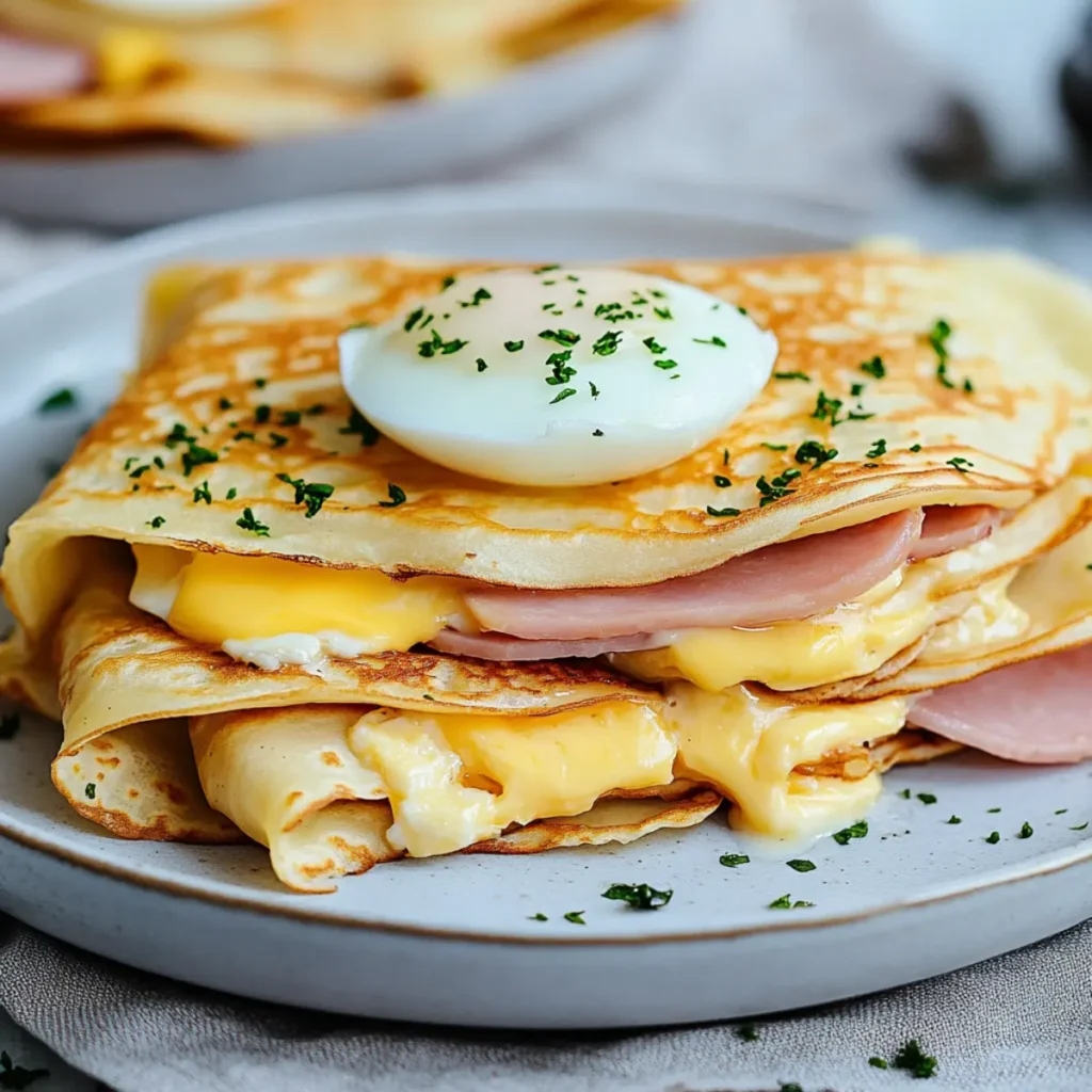 Savory Crepes with Ham, Cheese, and Eggs