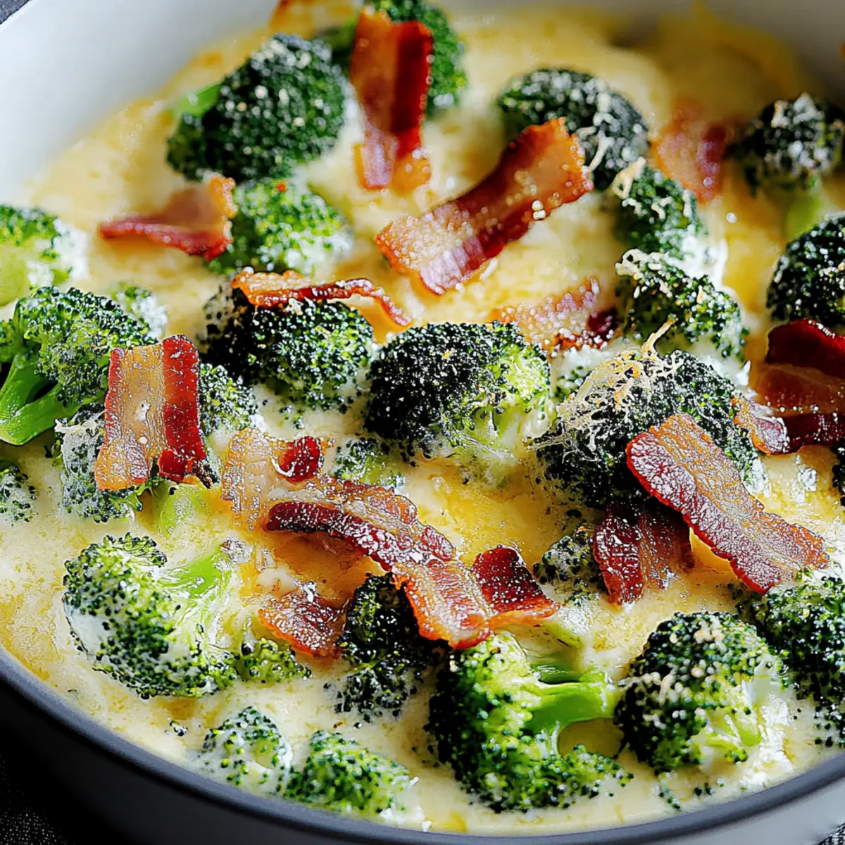 Creamy Garlic Parmesan Broccoli with Bacon