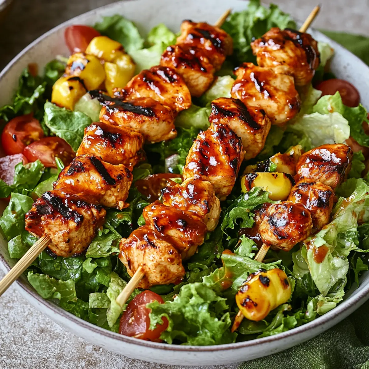 BBQ Chicken Skewer Salad