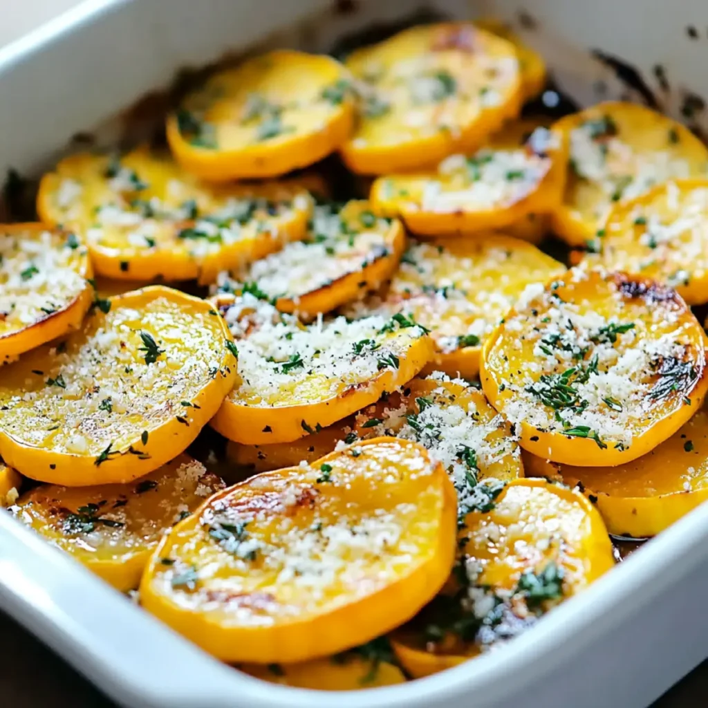 Roasted Yellow Squash with Parmesan Cheese and Herbs
